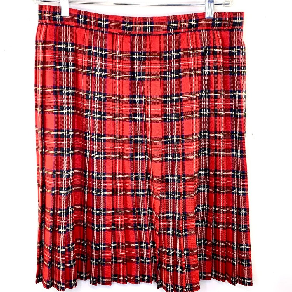 🌹Vintage Classic Wool Berkertex /Red Plaid quality Kilt Skirt